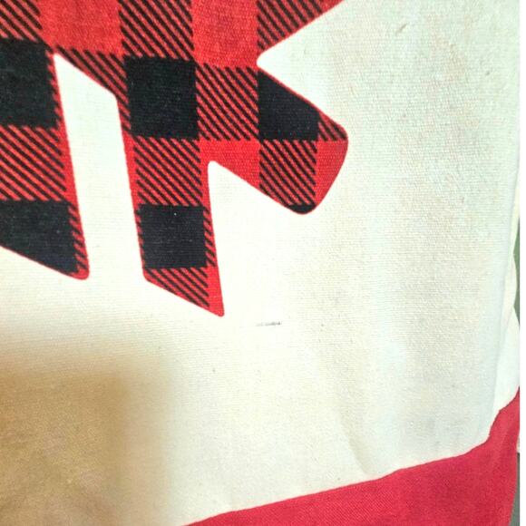 X-Large Christmas Red & Black Buffalo Plaid Snowflake Toy Bag with Drawstring - Picture 6 of 7